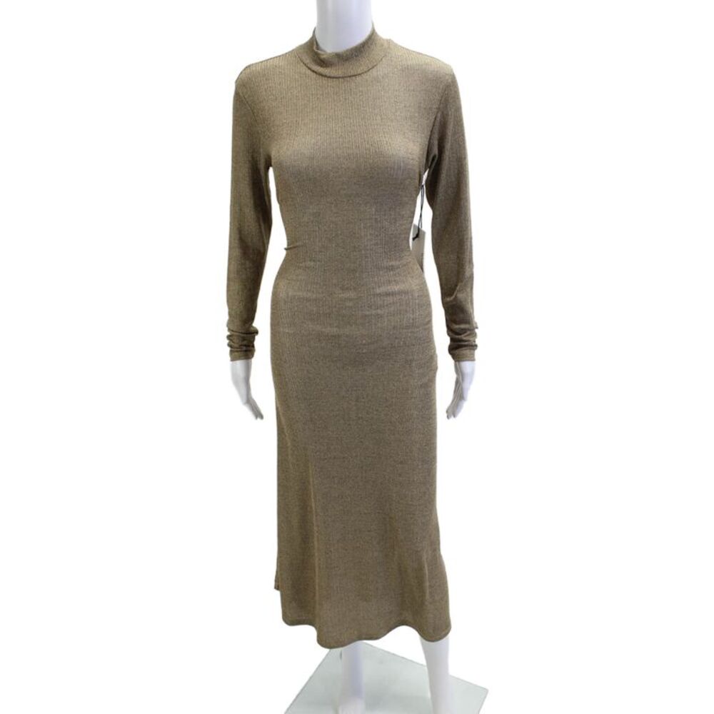 Whimsy + Row Womens Bodycon Sweater Dress Brown Long Sleeve Mock Neck Size M